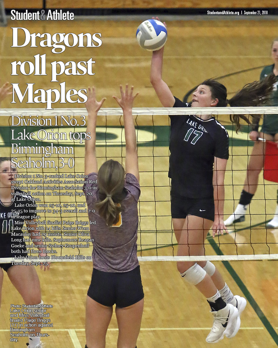 Volleyball: Lake Orion beats Birmingham Seaholm 3-0 on Thursday, Sept. 20, 2018